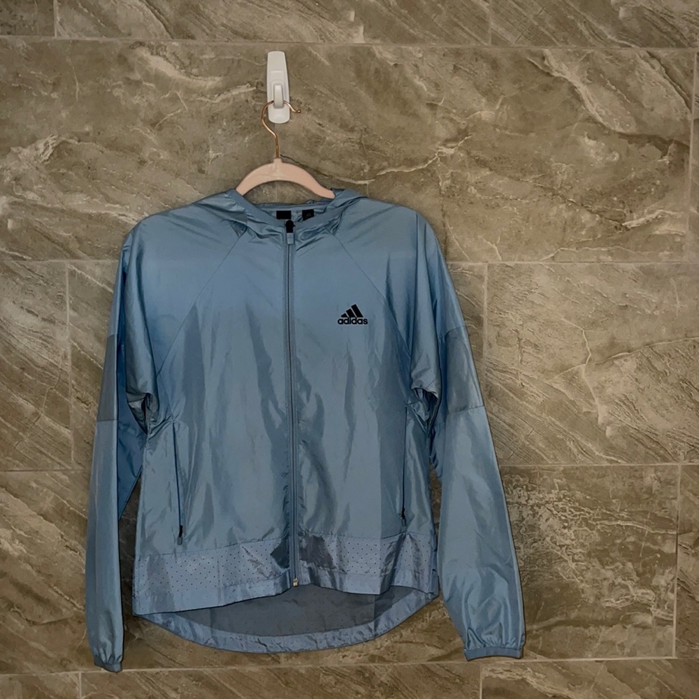 Adidas windbreaker baby blue like new brand new condition
